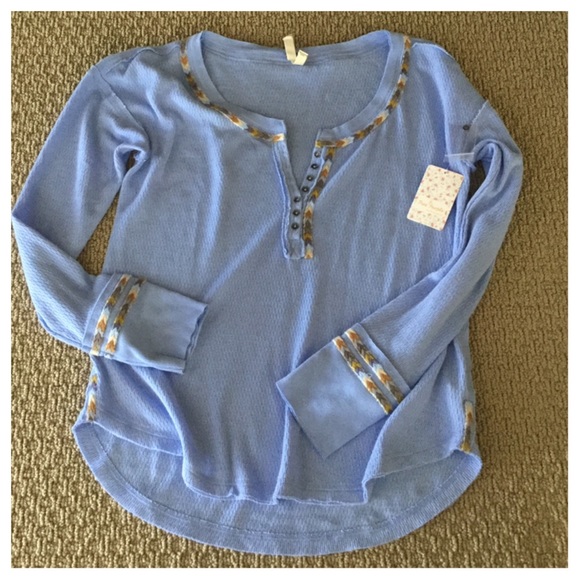 Free People Rainbow Thermal Henley Top. NWT. - Picture 7 of 7